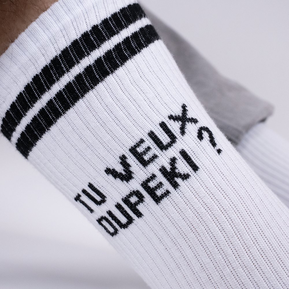 CHAUSSETTES À BANDES "TU VEUX DUPEKI?"