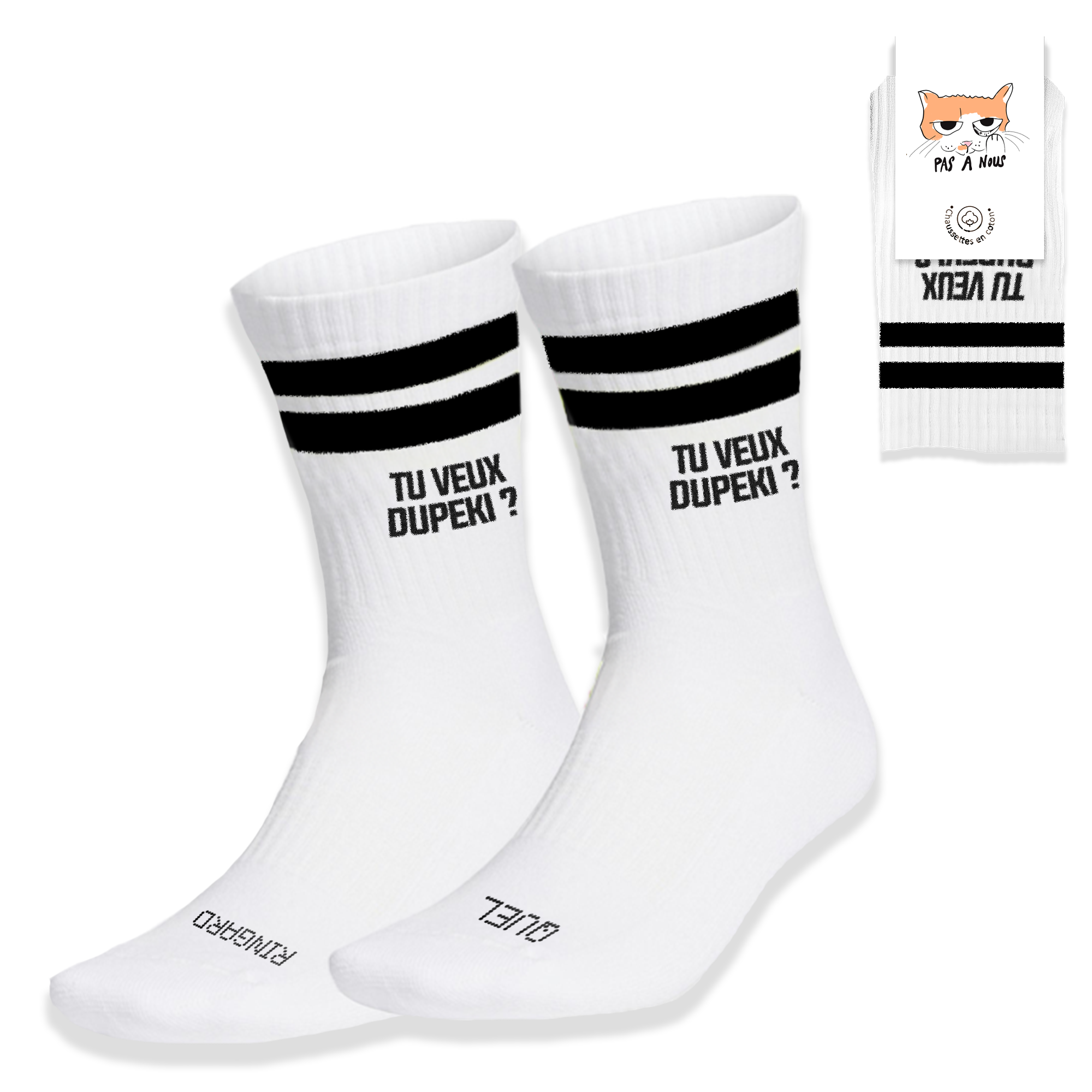 CHAUSSETTES À BANDES "TU VEUX DUPEKI?"