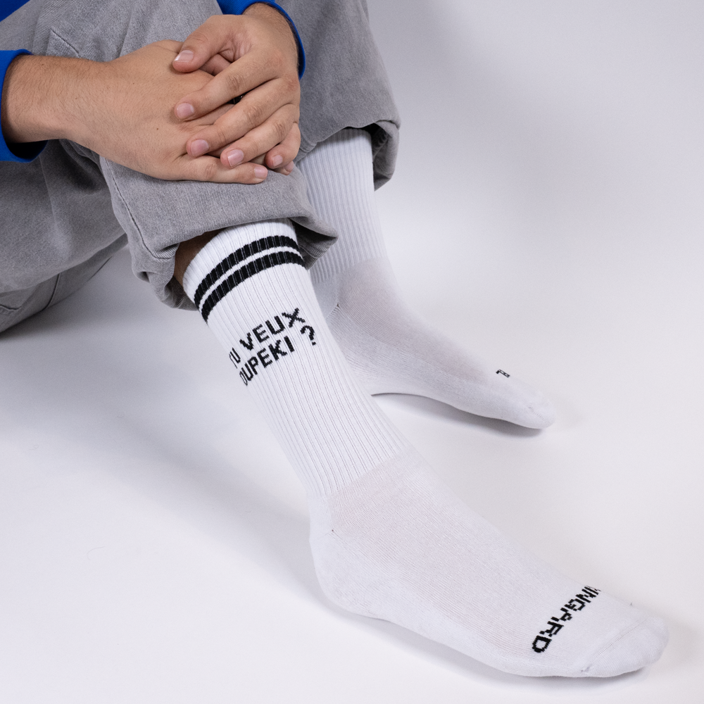 CHAUSSETTES À BANDES "TU VEUX DUPEKI?"
